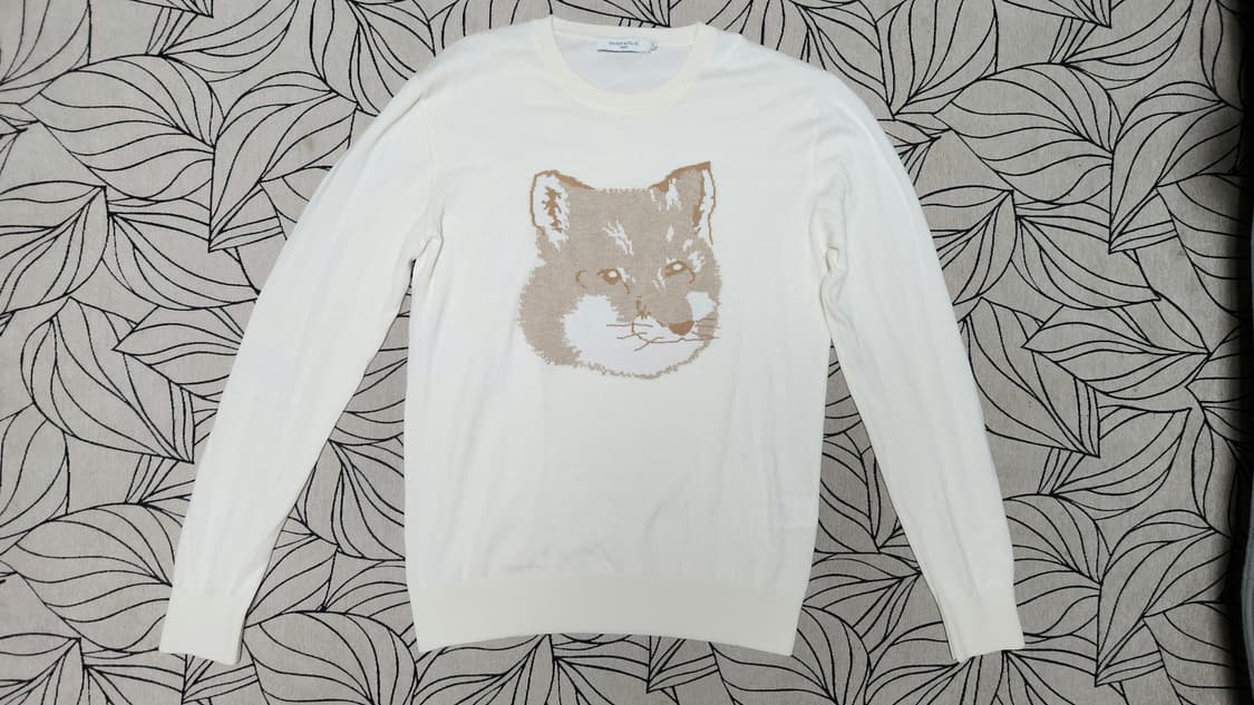 메종키츠네 폭스 빅로고 아이보리 니트 XL 상품이미지1