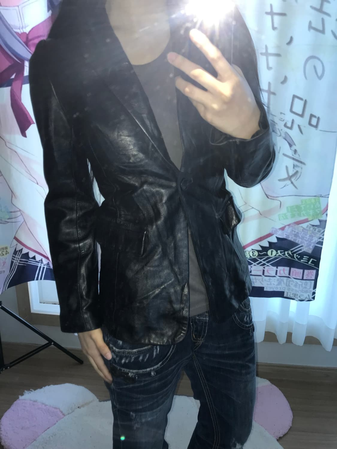 램스킨 슬림핏 레더 블레이저 상품이미지3