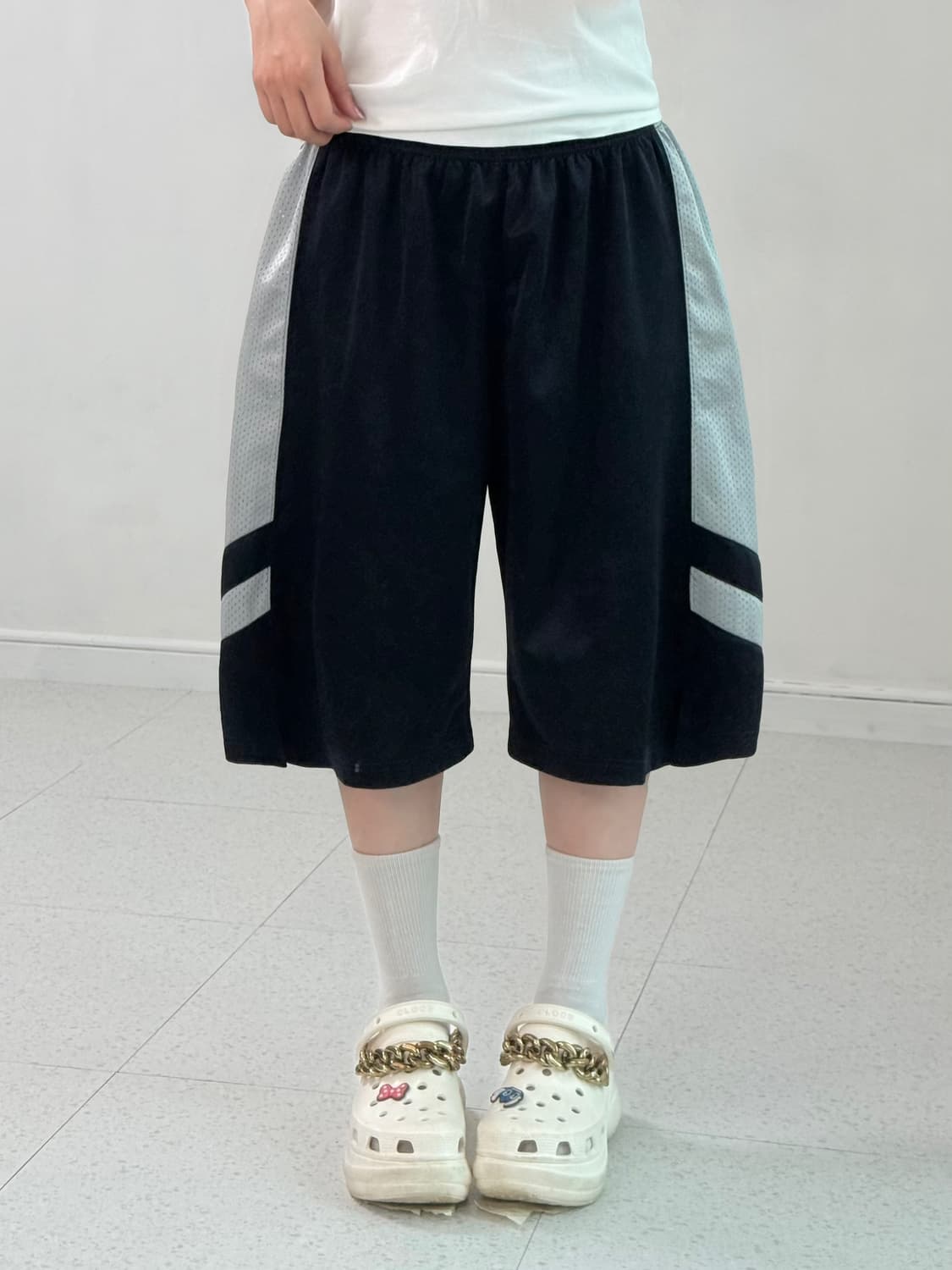 나이키 네이비 그레이 츄리닝 반바지 상품이미지3