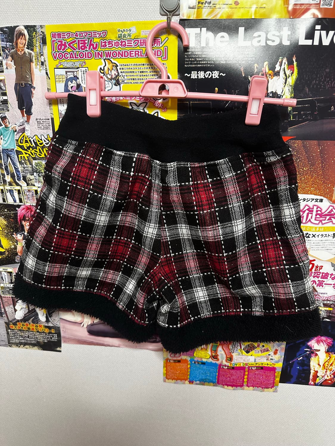 달천깔 핀터깔 타탄체크 갸루 레드블랙 숏팬츠 상품이미지1