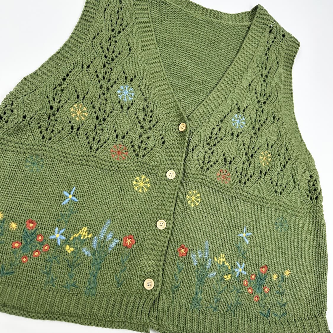 VTG 빈티지 플라워 카키 니트 조끼 (L 여성추천) 상품이미지3