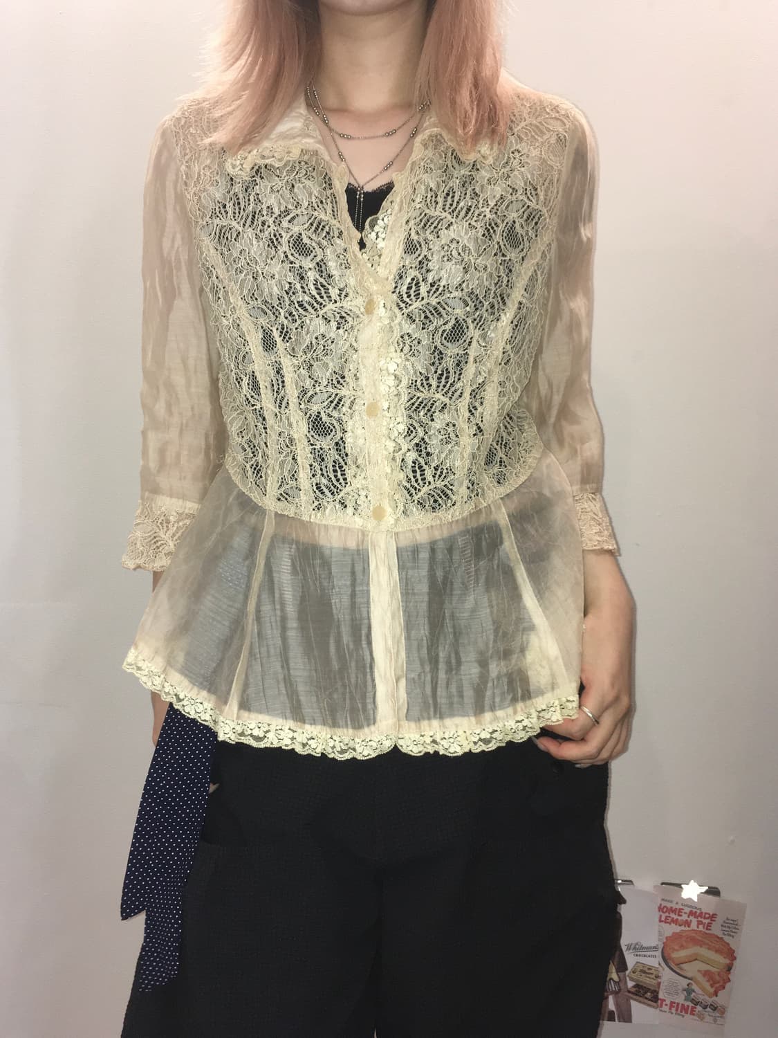 jpn vintage fairy beige lace jacket 상품이미지2