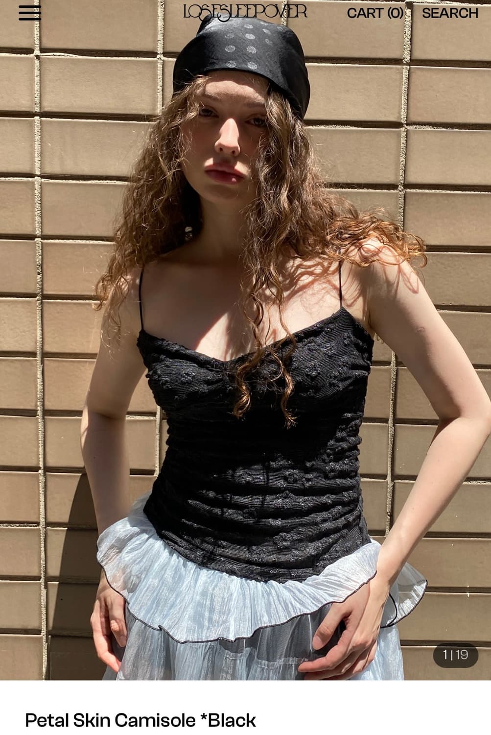 루즈슬립오버) Petal Skin Camisole BK M 상품이미지1