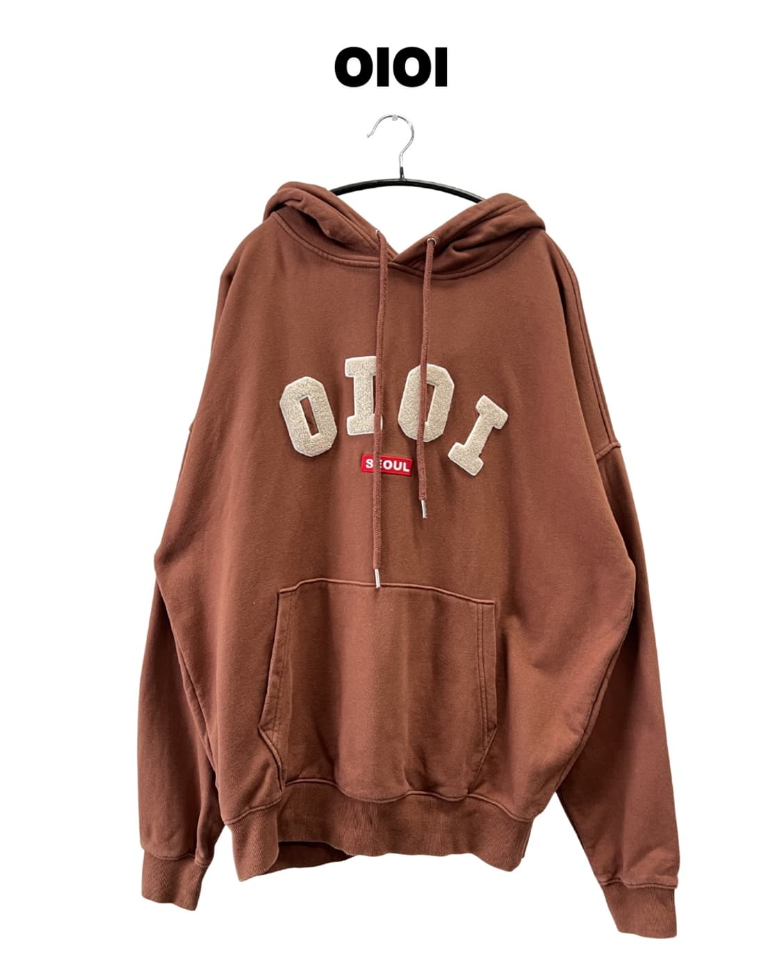오아이오아이 오버핏 빅로고 후드 티 브라운 상품이미지1