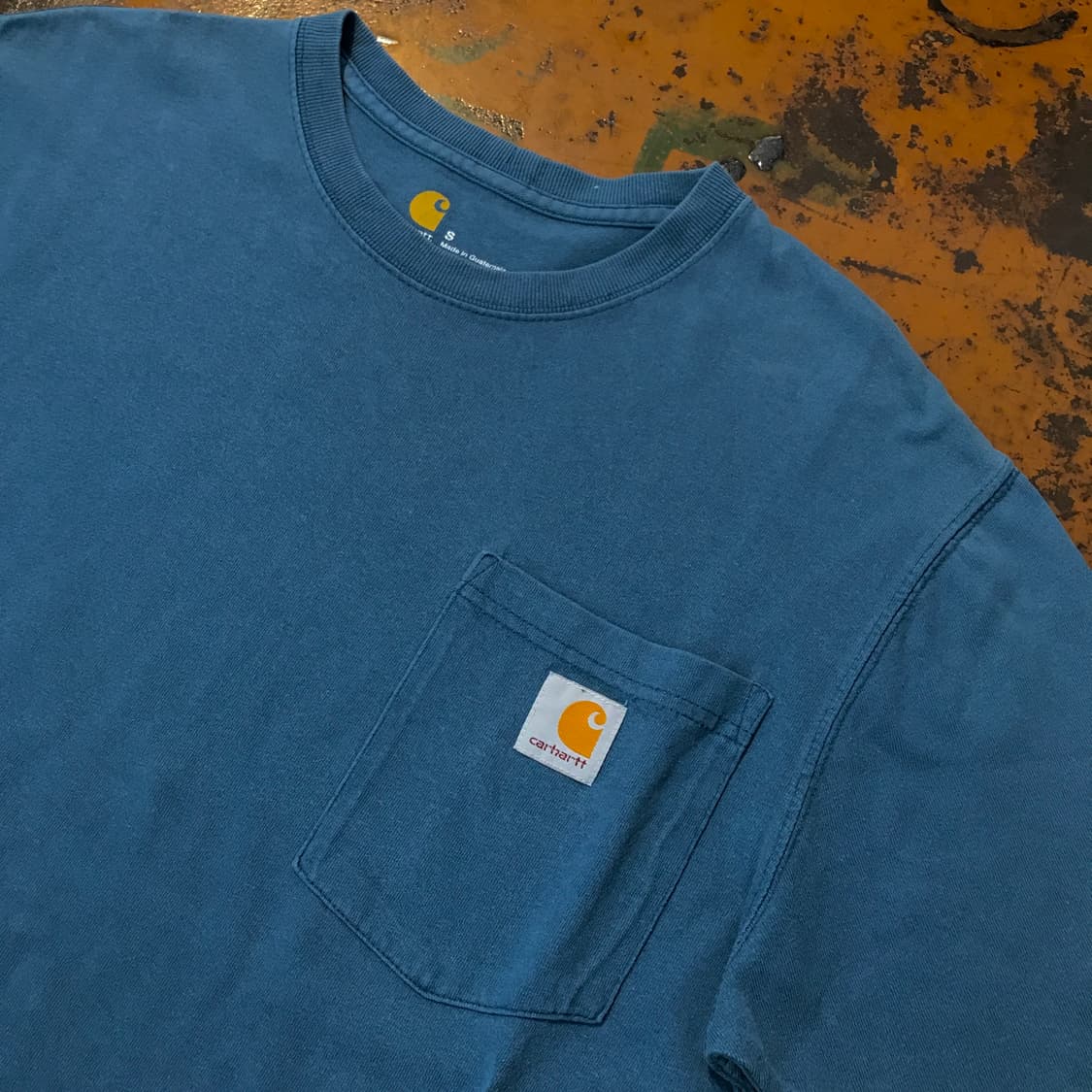 칼하트 원포켓 에이징 그린 블루 숏 슬리브 남성 102 여성 루즈핏 상품이미지3