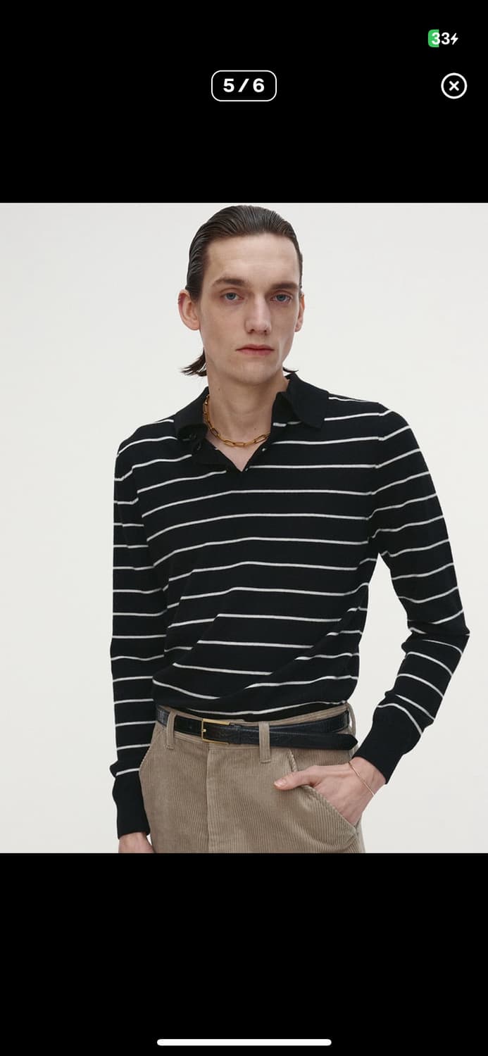 토니웩 파인울 스트라이프 폴로 니트 상품이미지2