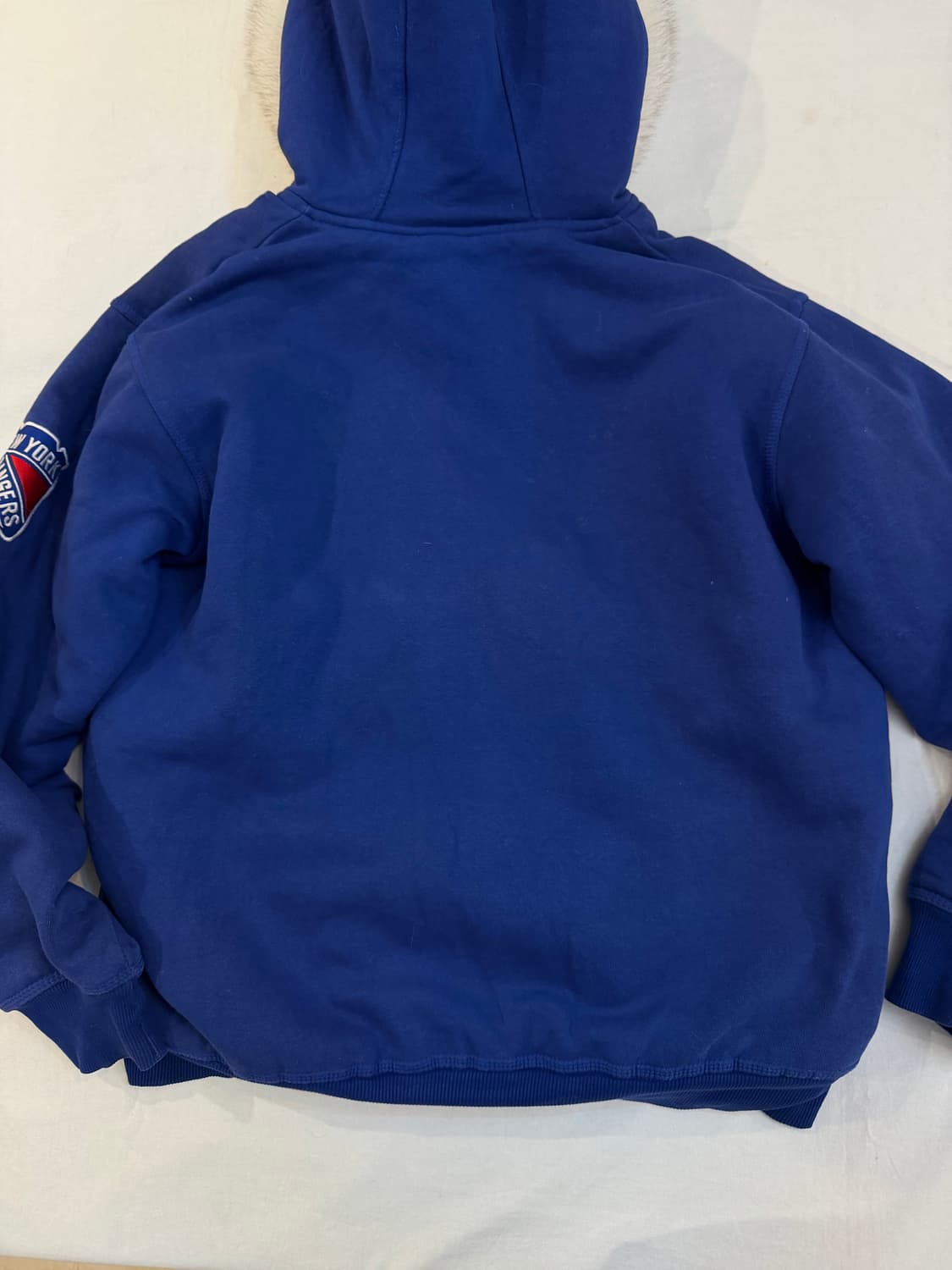 90s NHL 뉴욕 레인저스 여우털 울프죠 퍼 후드집업 블루 상품이미지4
