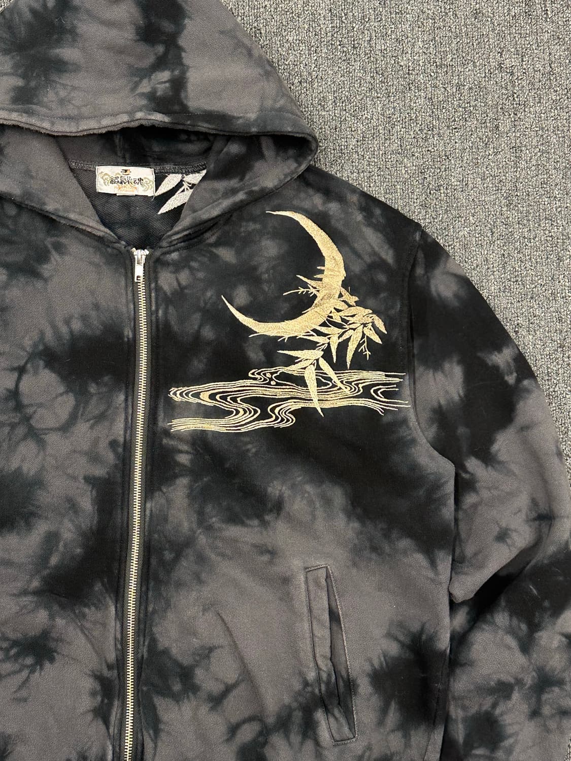 XL)카라쿠리 타마시 빈티지 오리엔탈 타이거 자수 후드집업 상품이미지6