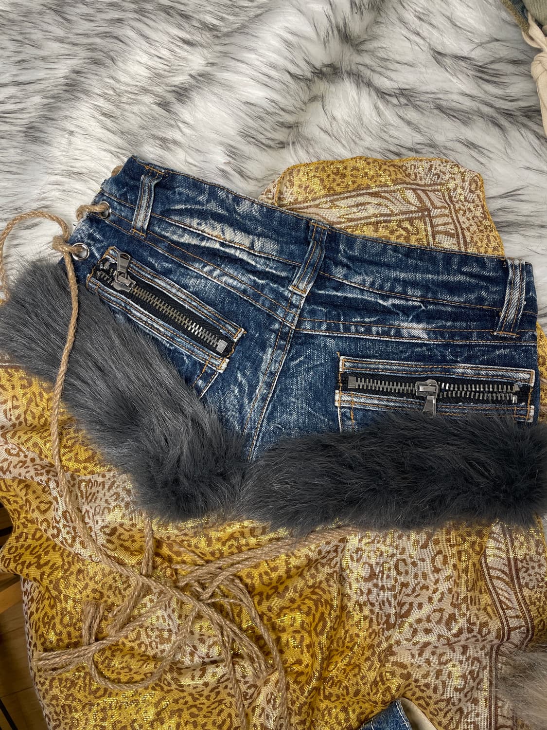 빈티지 커스텀 퍼팬츠 쇼츠 스터드 상품이미지3