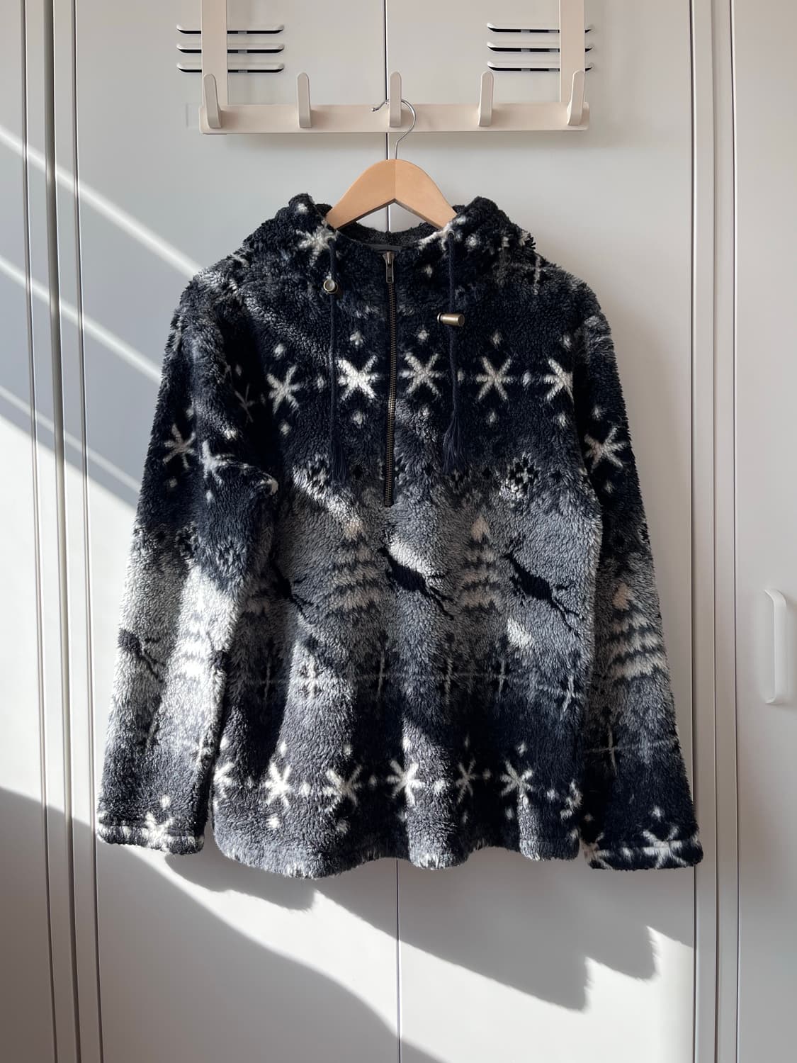 빈티지 겨울밤 풍경 눈꽃 후리스 집업  상품이미지4