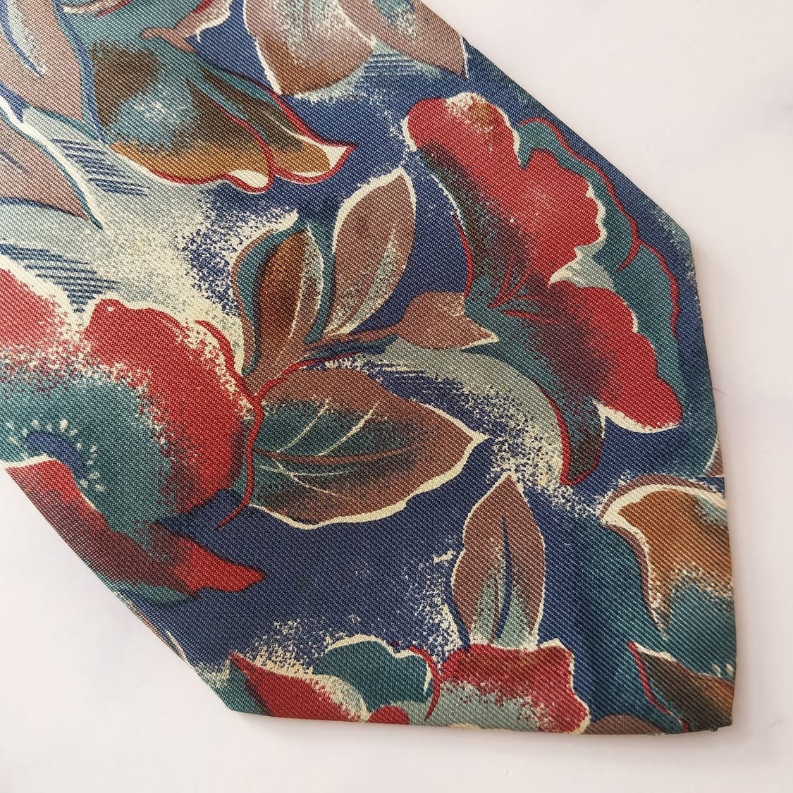 꾸레쥬 실크 그린 플로럴 아트 넥타이 9.4cm A등급 K1941 상품이미지5