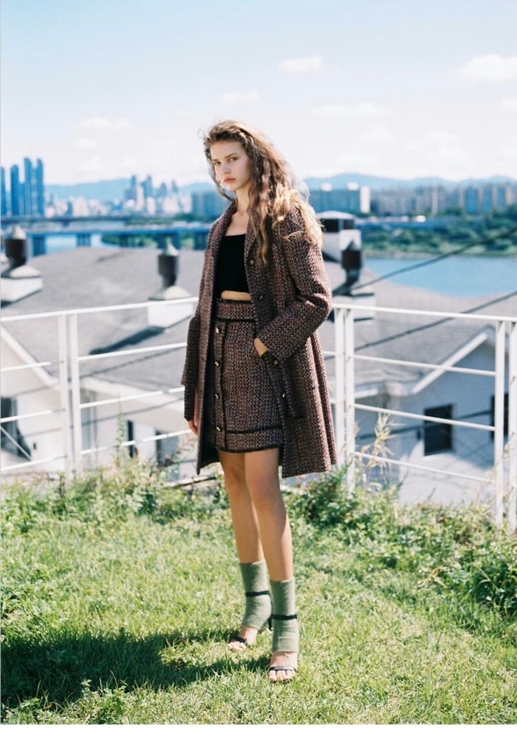 더애쉴린 파멜라 트위드 싱글 코트 와인 새상품 상품이미지5