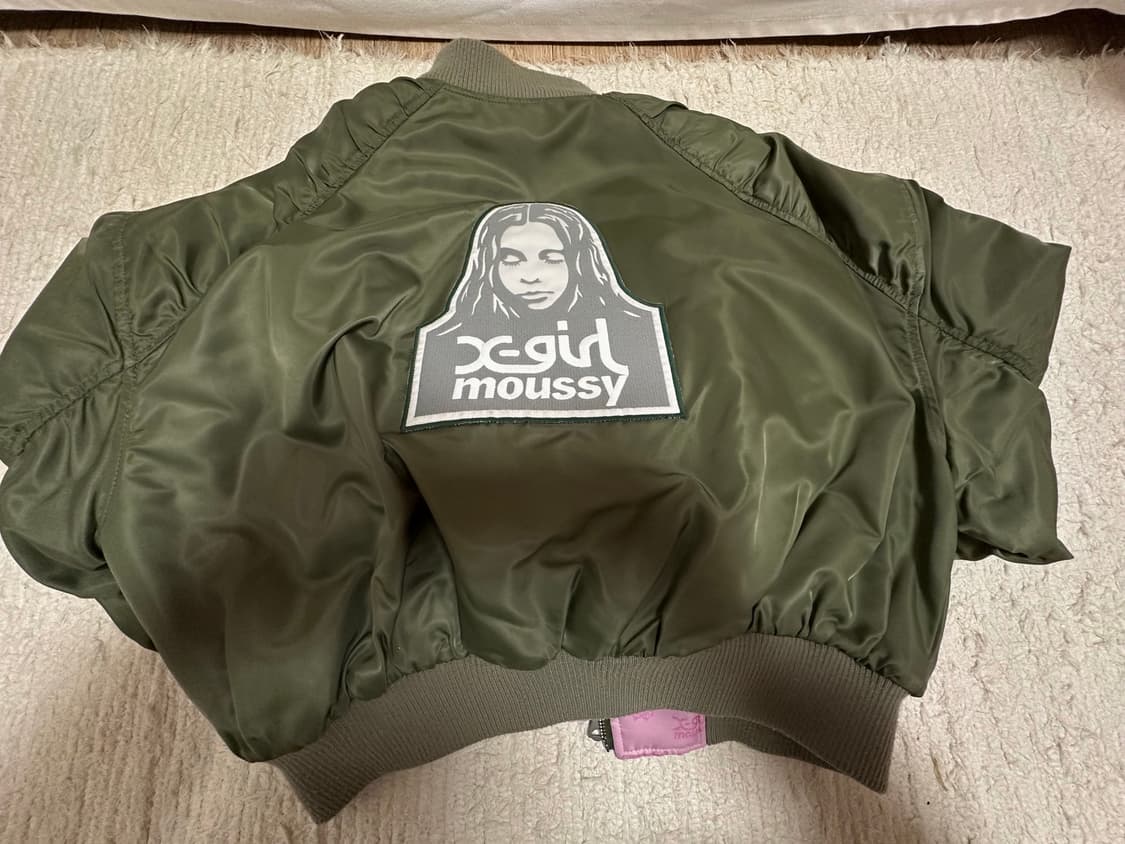 X-girl X MOUSSY 엑스걸 리버시블 항공점퍼 ma-1올리브카키 상품이미지1