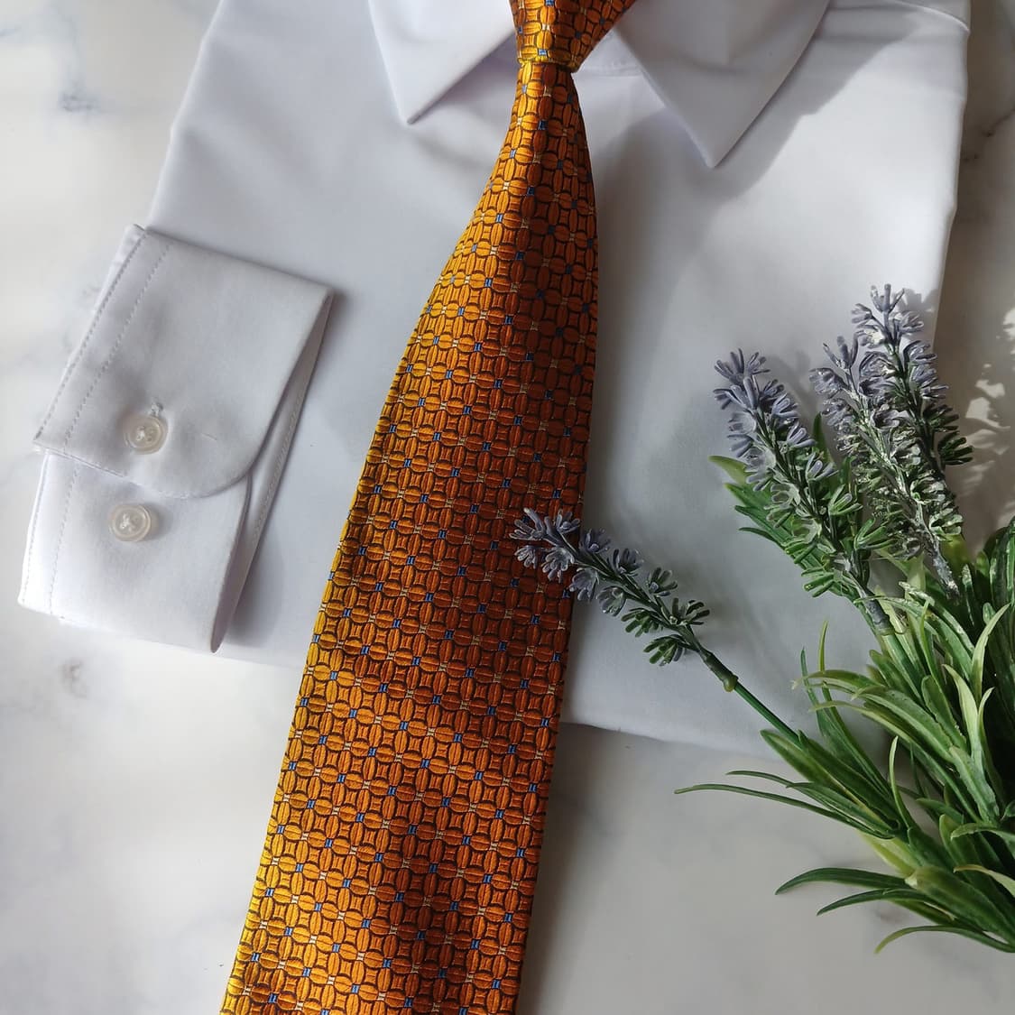 타이랙 실크 골드 기하 패턴 넥타이 9.6cm A+등급 A19853
 상품이미지7