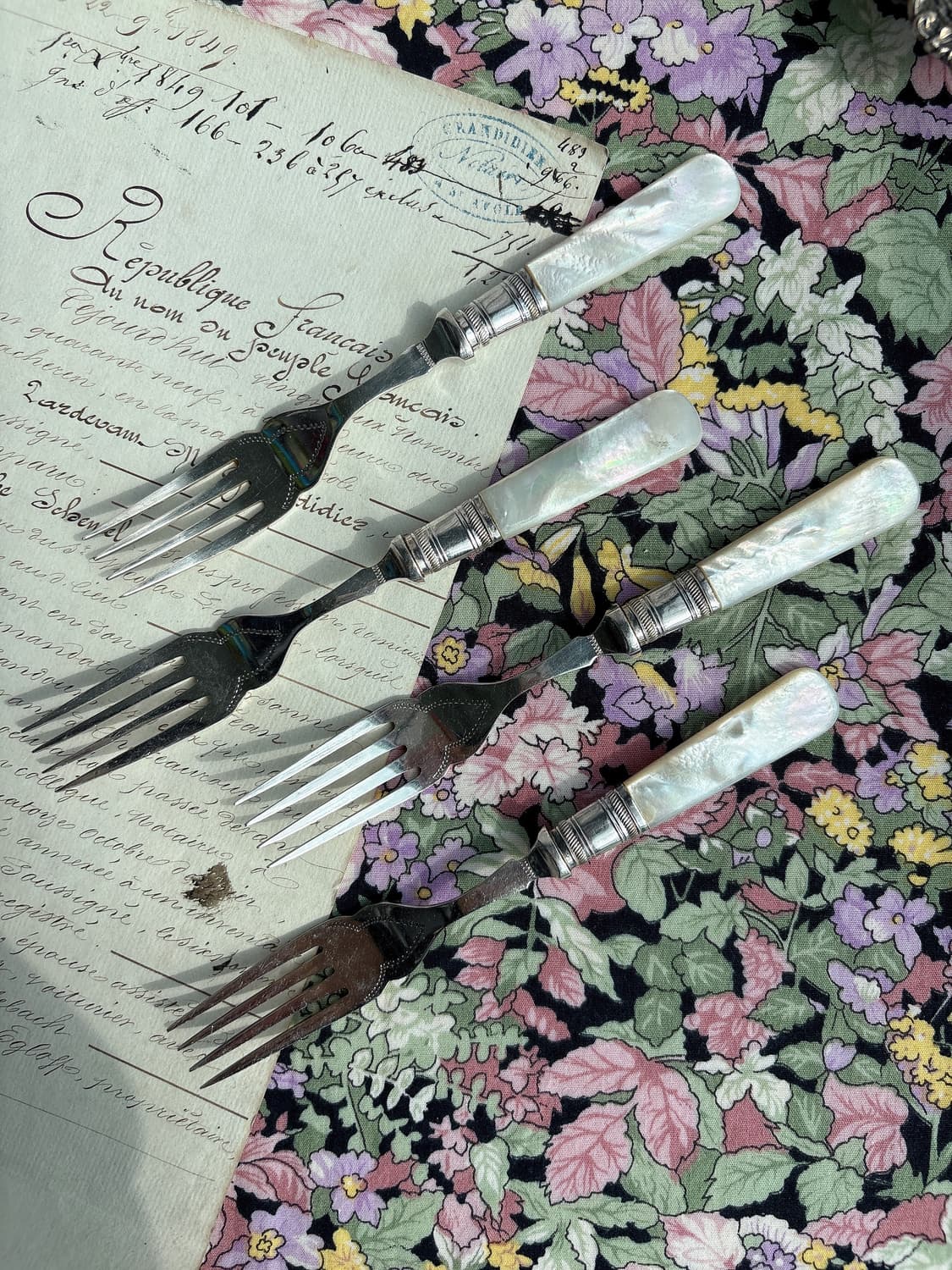 앤틱 실버플레이트 마더오브펄 자개 디저트포크 상품이미지3