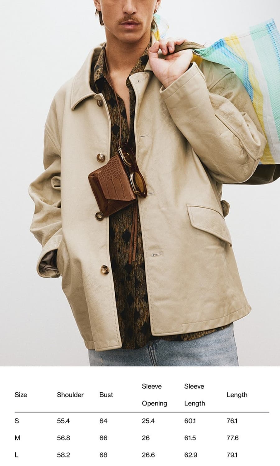 렉토 25SS 빈티지 워싱 레더 초어 가죽 자켓(베이지, L) 상품이미지5