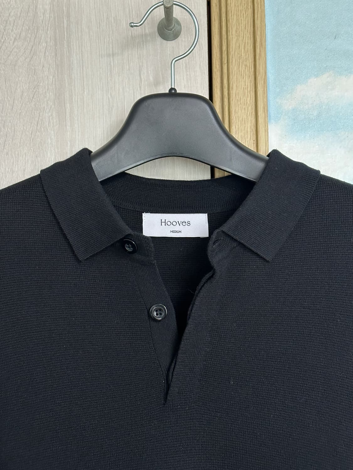 (M) 후브스 하이드 버튼 카라 니트 블랙 상품이미지3