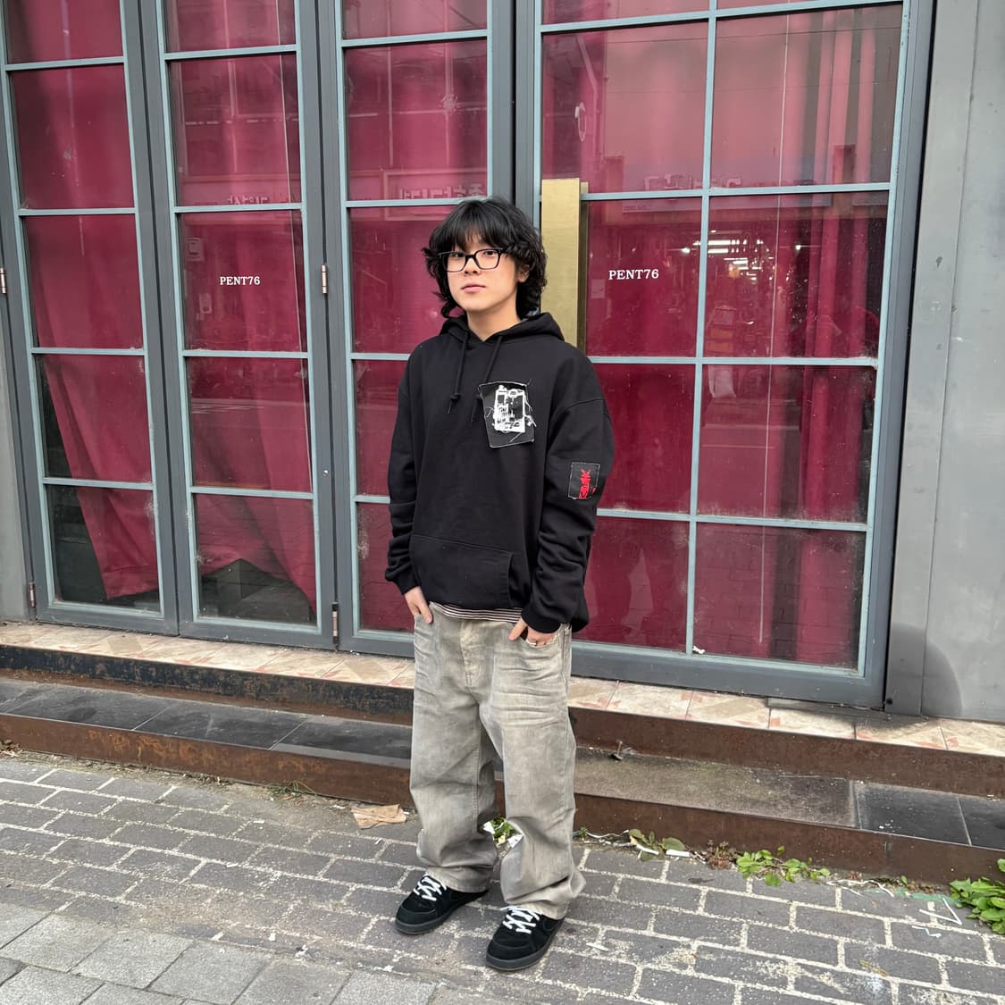 라프시몬스 x 프레드페리 핀 프린티드 패치 후디 상품이미지3