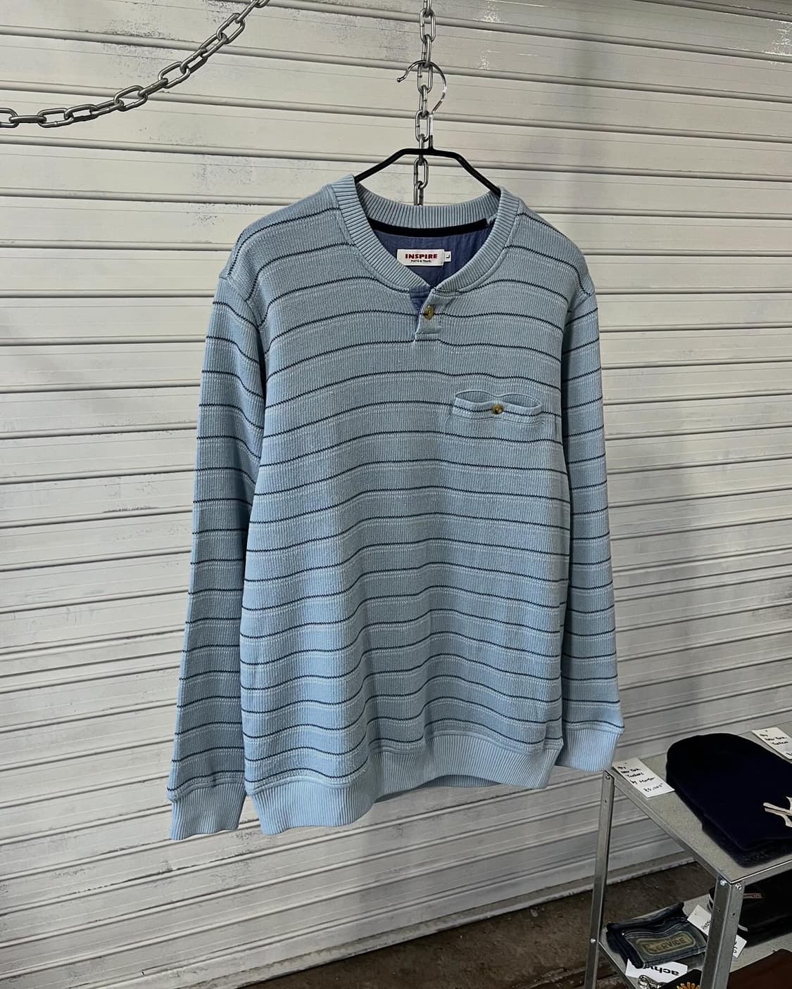 Inspire stripe henley neck knit 상품이미지2