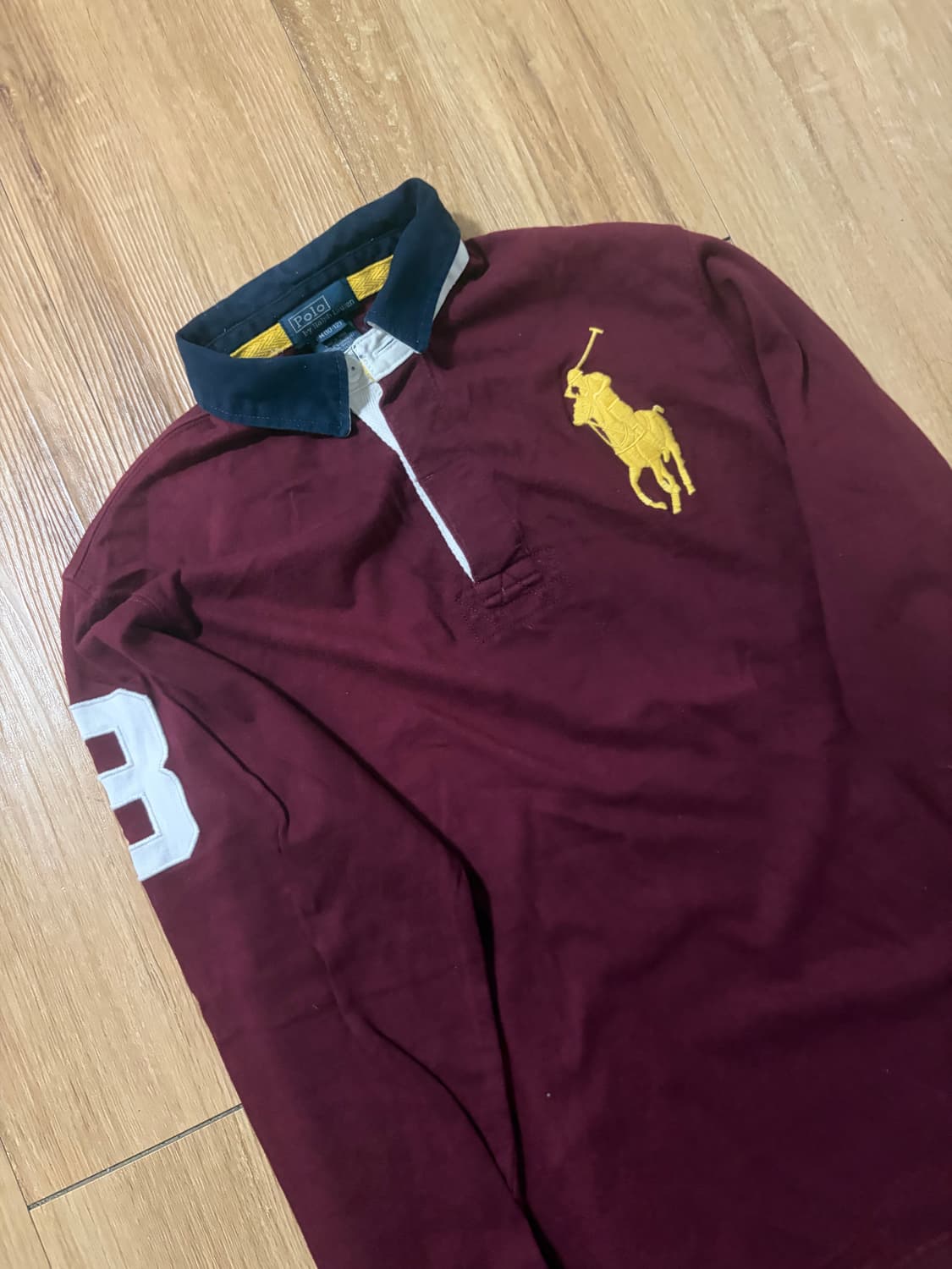 폴로 빅포니 럭비티 긴팔 카라티 버건디 상품이미지1