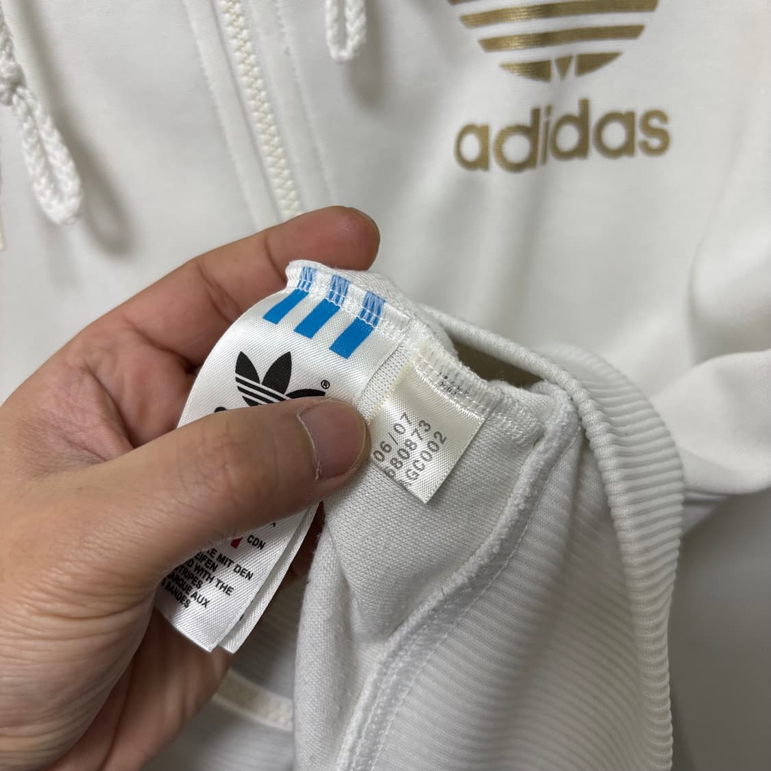 아디다스 흰금 삼선 후디 져지 상품이미지4
