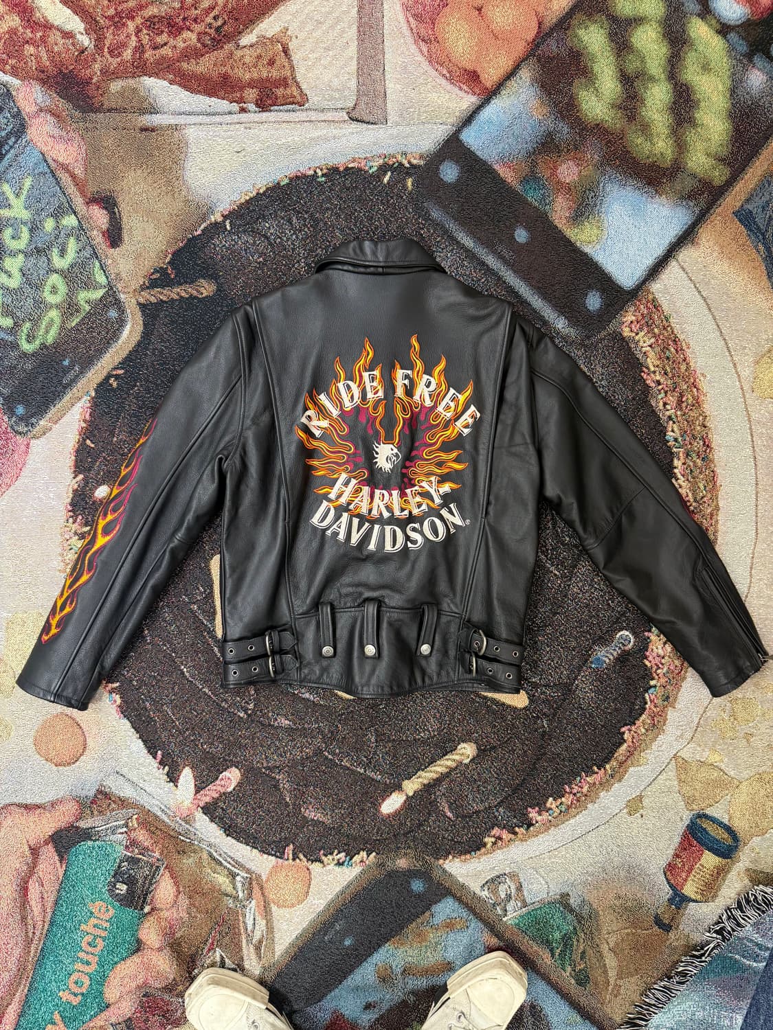 할리데이비슨 플레임 소가죽 라이더 레더 자켓 상품이미지3