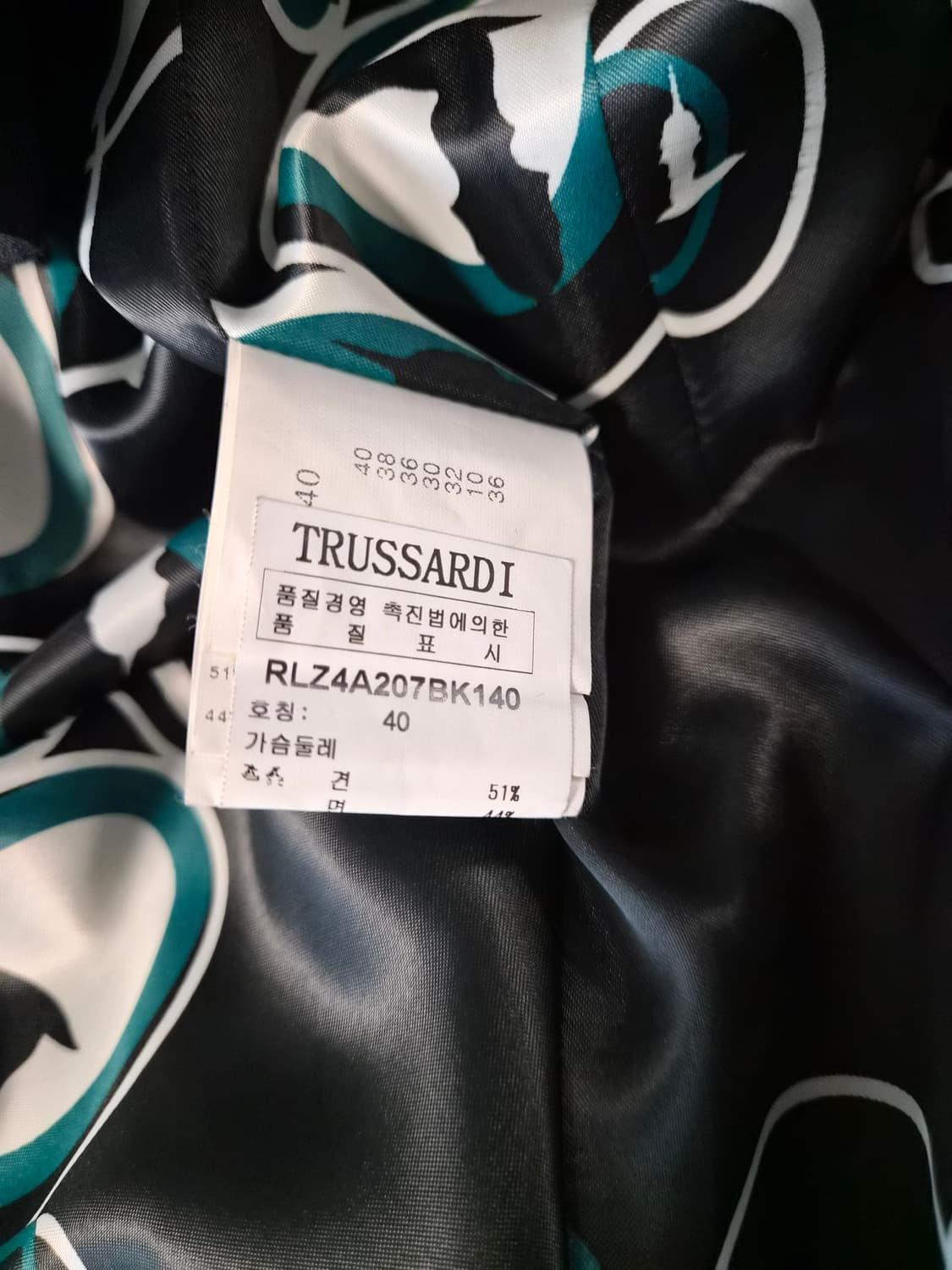 [명품] 트루사르디 이탈리아 메이드 벨벳 & 실크 코트 상품이미지5