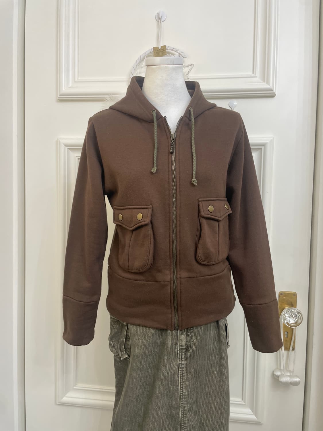 brown pocket fleeced hoodie-zip(size-M) 상품이미지1