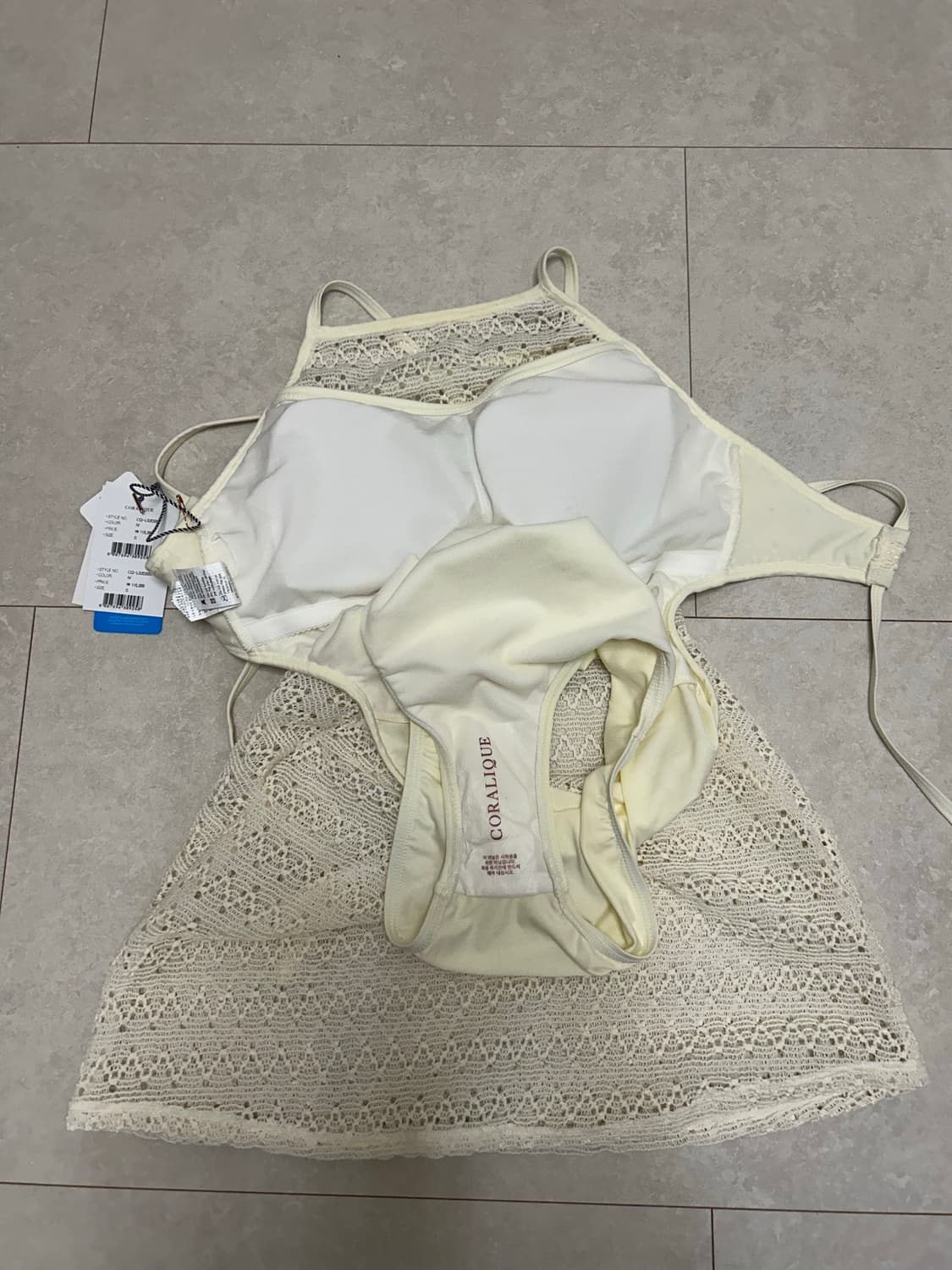 택o)코랄리크 백 스트링 크로셰 모노키니 아이보리 상품이미지4