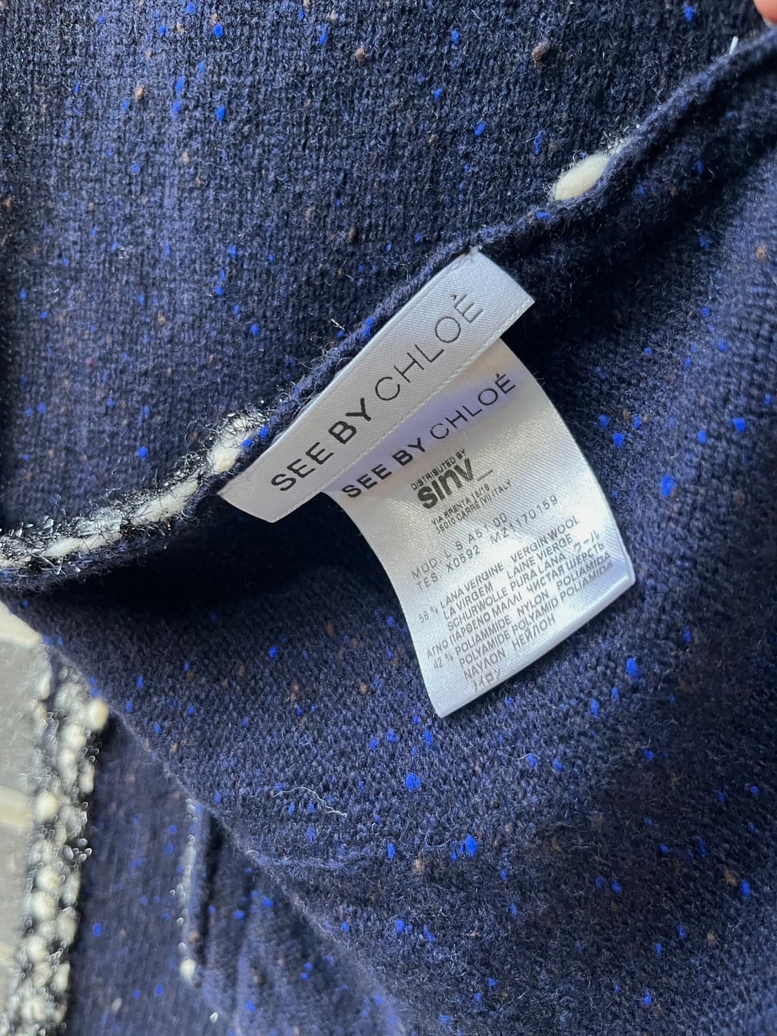See by Chloe 씨바이끌로에 더블 포켓 머플러 네이비 상품이미지7
