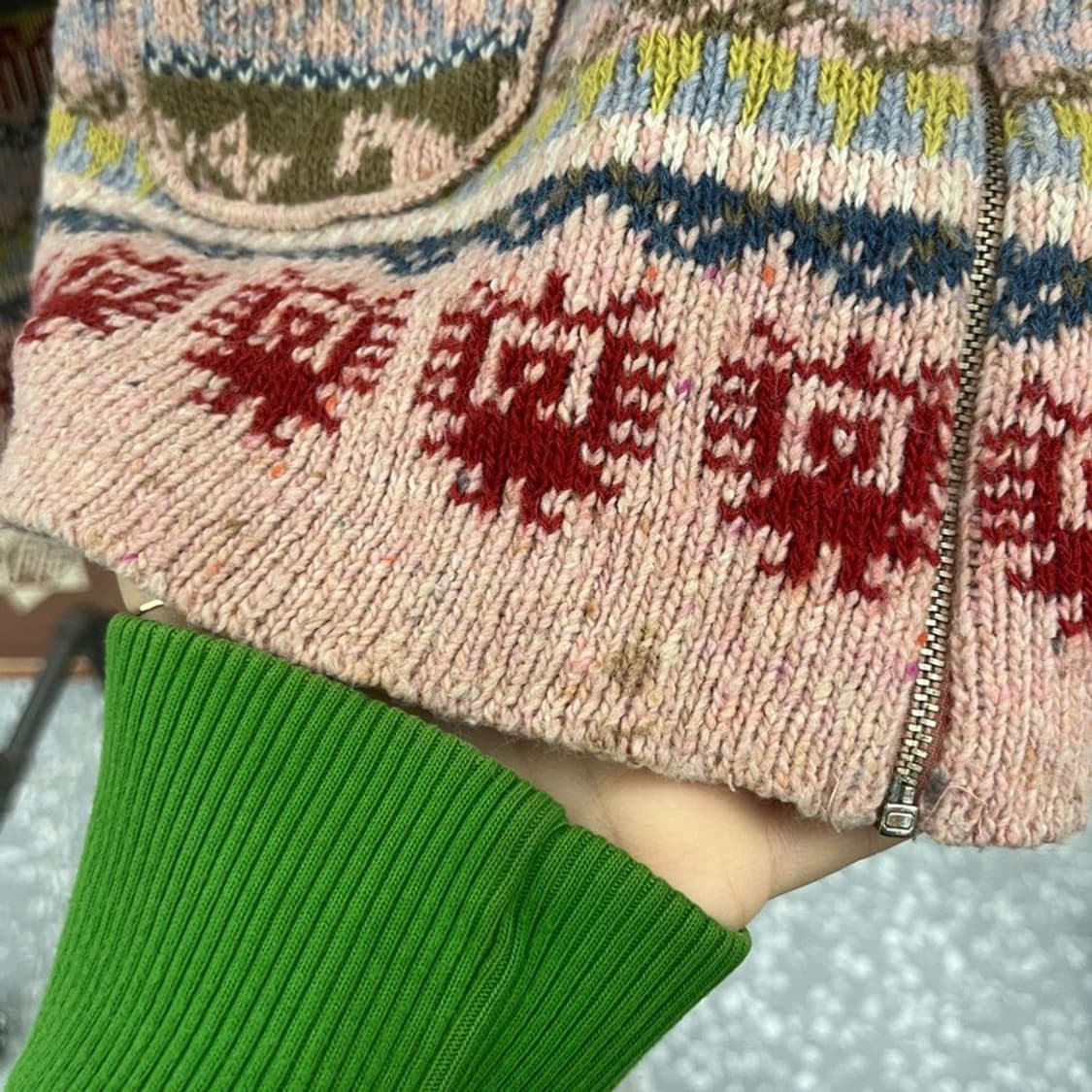 오일릴리 모리 코지 노르딕 딸기우유 니트 후드 가디건 176 C09863 상품이미지6