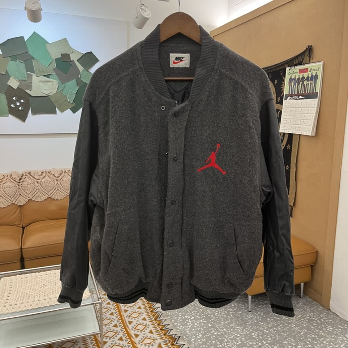나이키 조던 희귀 올드스쿨 레트로 소가죽 바시티 자켓 100 C10870 상품이미지3