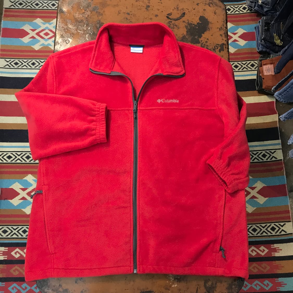 컬럼비아 레드 집업 플리스 후리스 자켓 남성 110 115 빅사이즈 상품이미지1