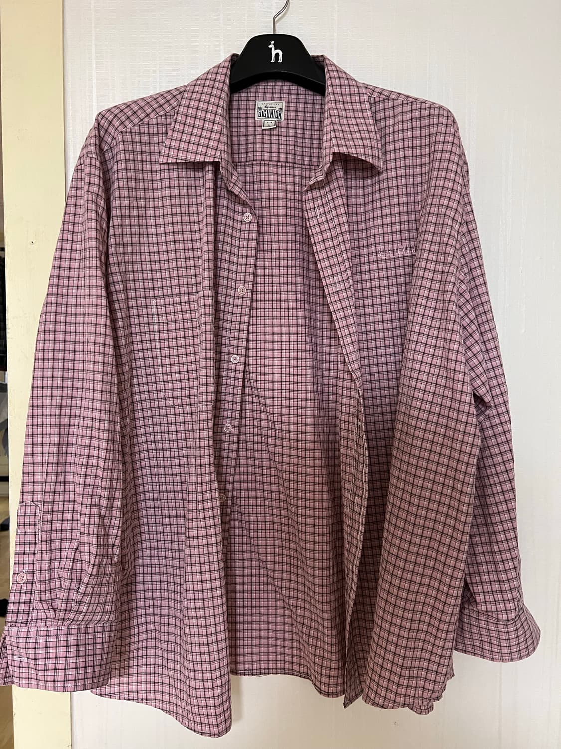 빅유니온 빈티지 체크 셔츠 핑크 L 상품이미지1