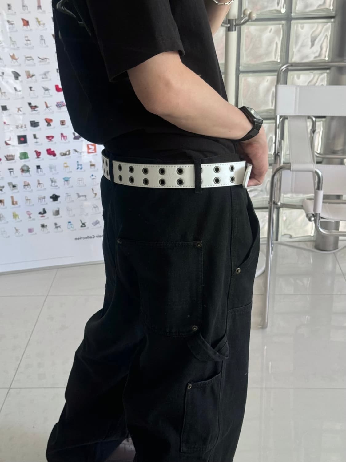 [새상품] 디키즈(Dickies) 로고 더블아일렛 GI 웨빙 벨트 블랙 상품이미지10