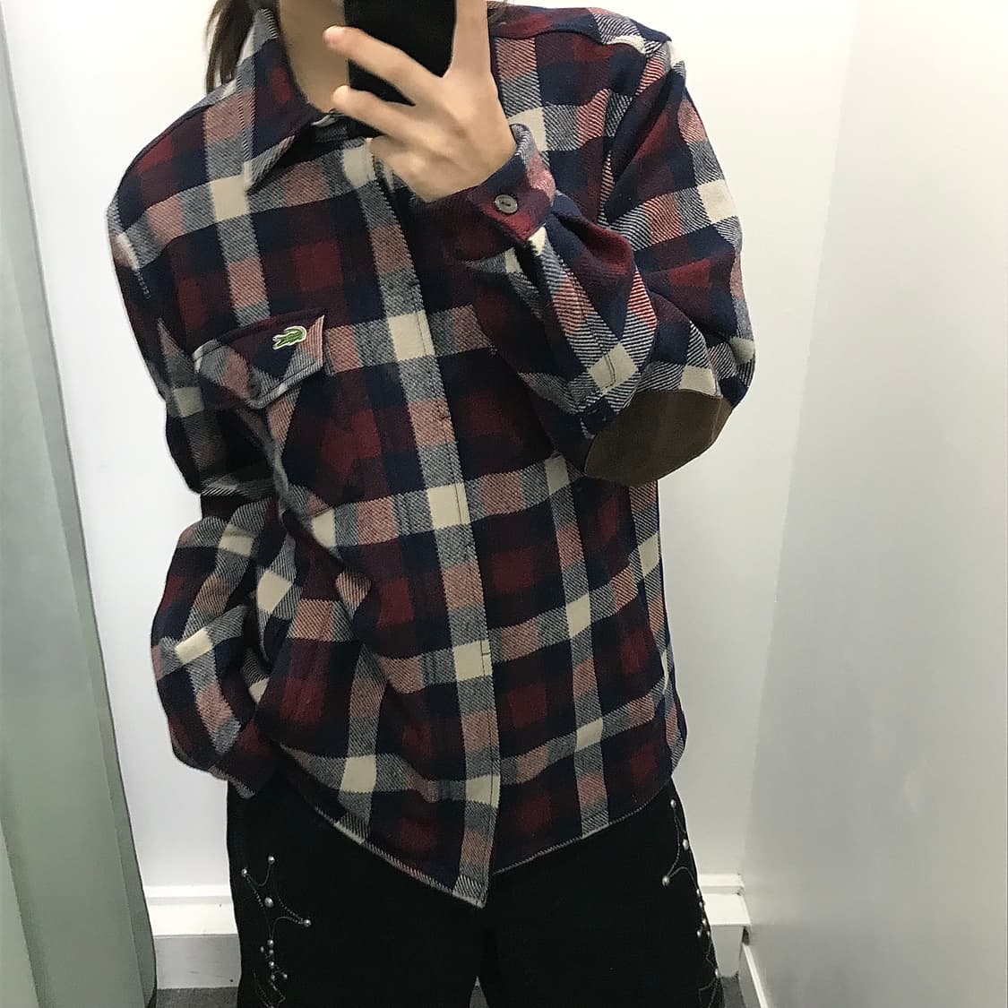 라코스테 모 혼방 체크 누빔자켓 상품이미지1
