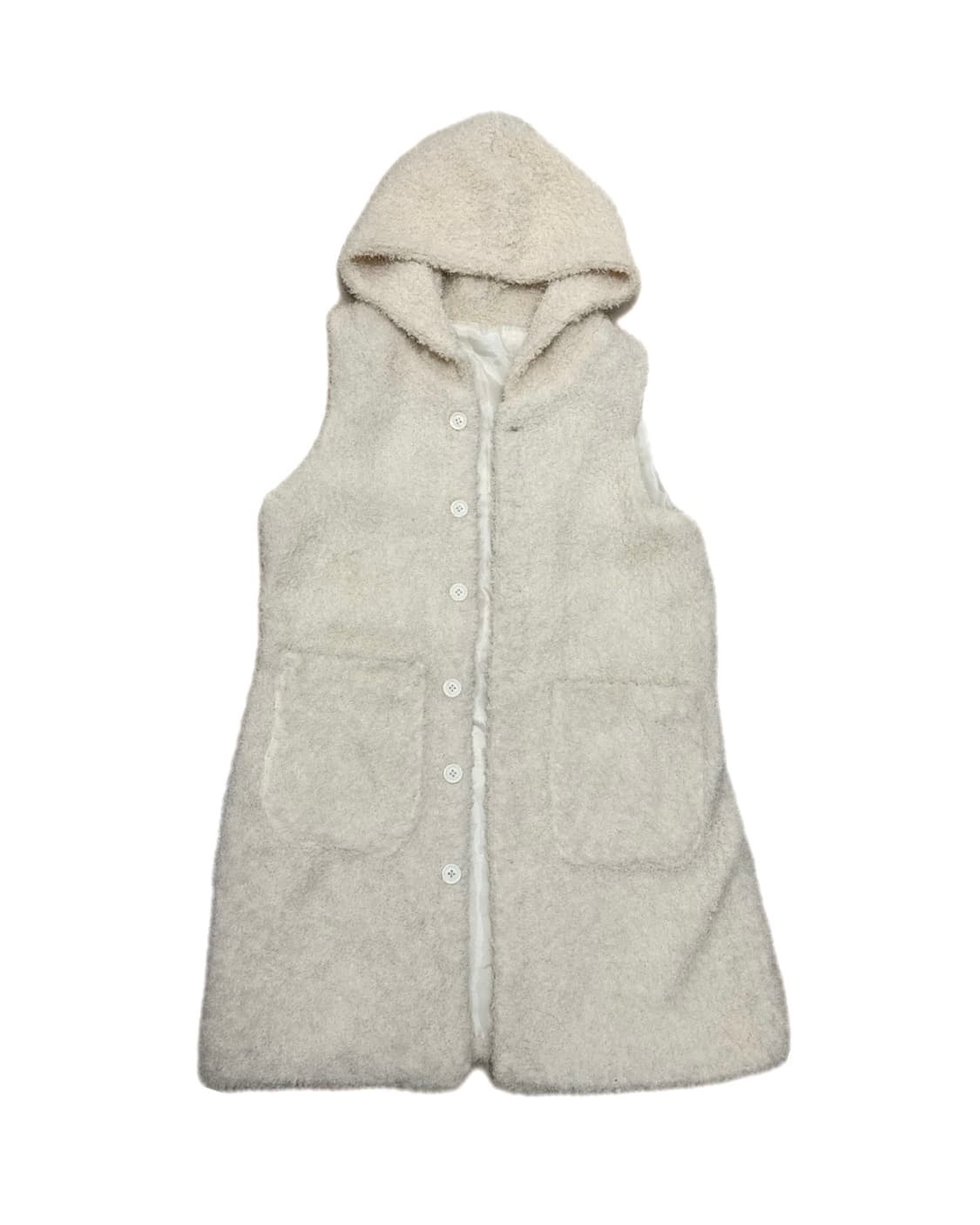 빈티지 하프 기장 퍼 베스트 아이보리 상품이미지1