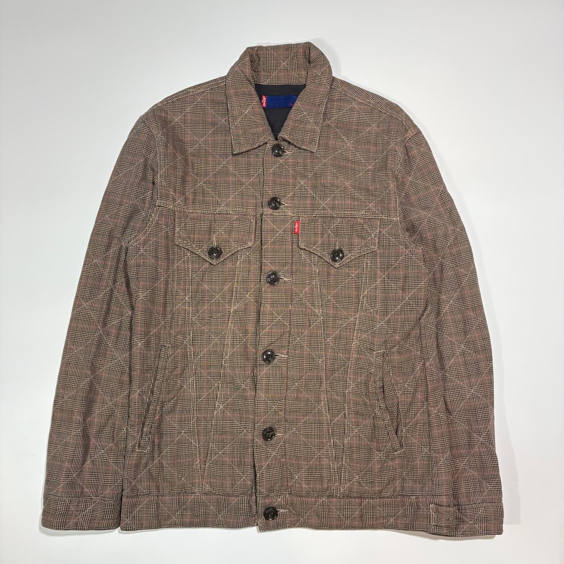 리바이스 브라운 체크 퀼팅 자켓 상품이미지1