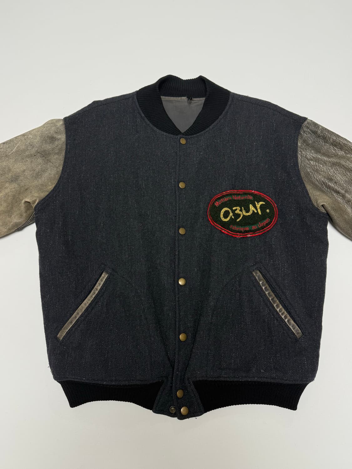 a3ur 빈티지 레더 바시티 자켓  상품이미지3