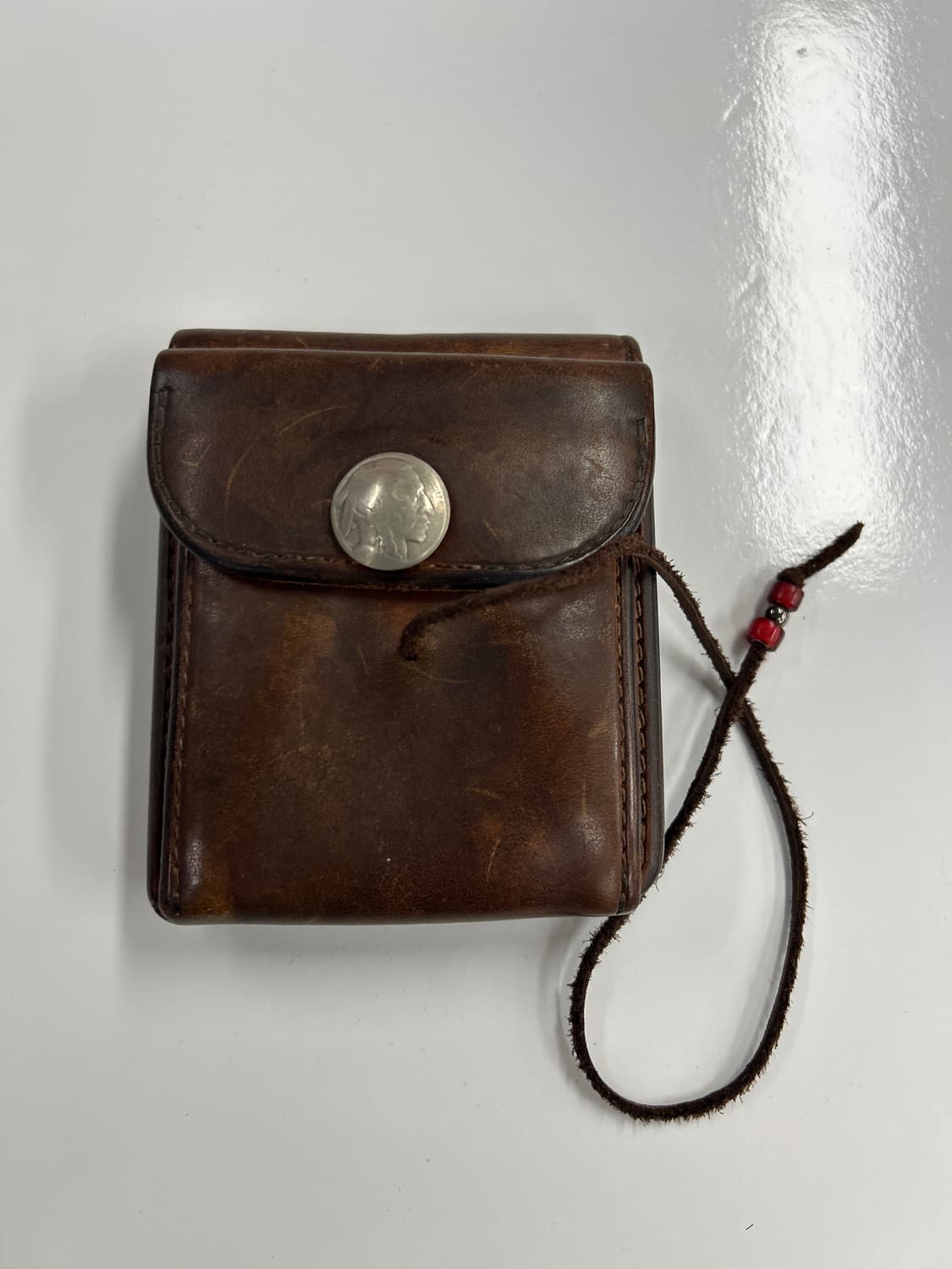 goros 고로스 다크브라운 콘초 새들레더 반지갑 상품이미지6