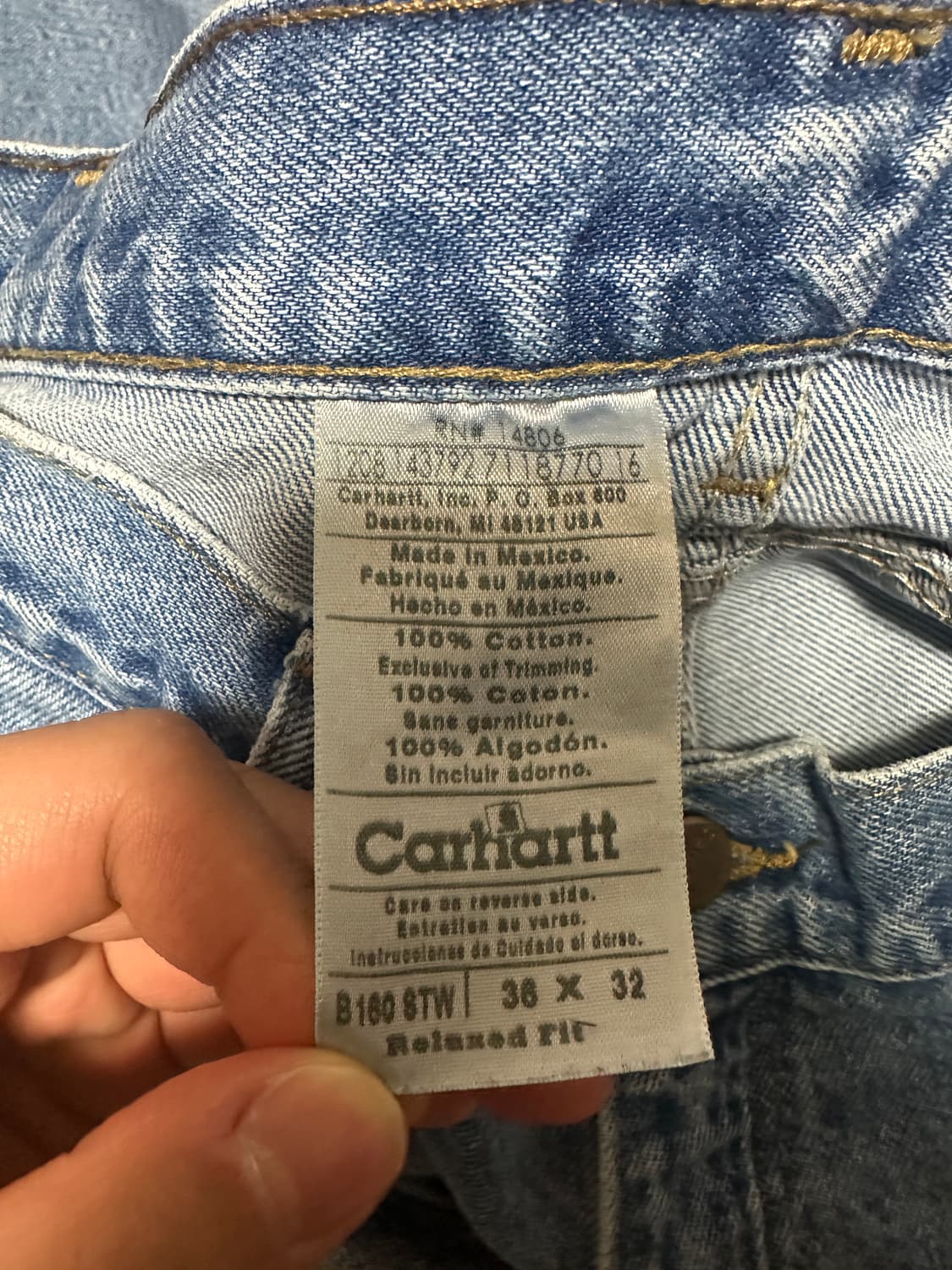 00s 칼하트 데님 B160 STW(스톤워시) 멕시코제🇲🇽 상품이미지5