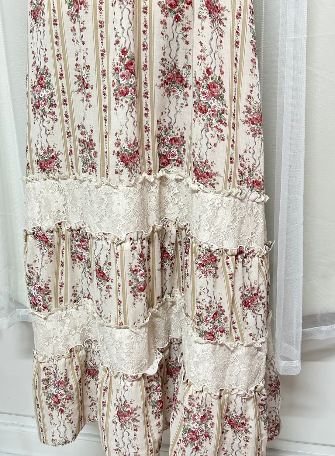 초초희귀 엑시즈팜 고전 플로럴 레이스 패치워크 원피스 상품이미지3