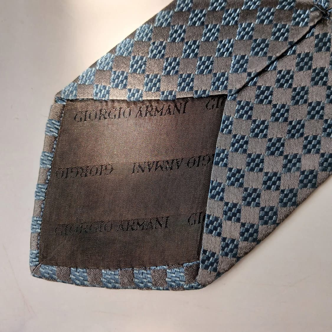 조르지오 아르마니 블루 마름모 자카드 넥타이 9.2cm A+등급 E773 상품이미지8