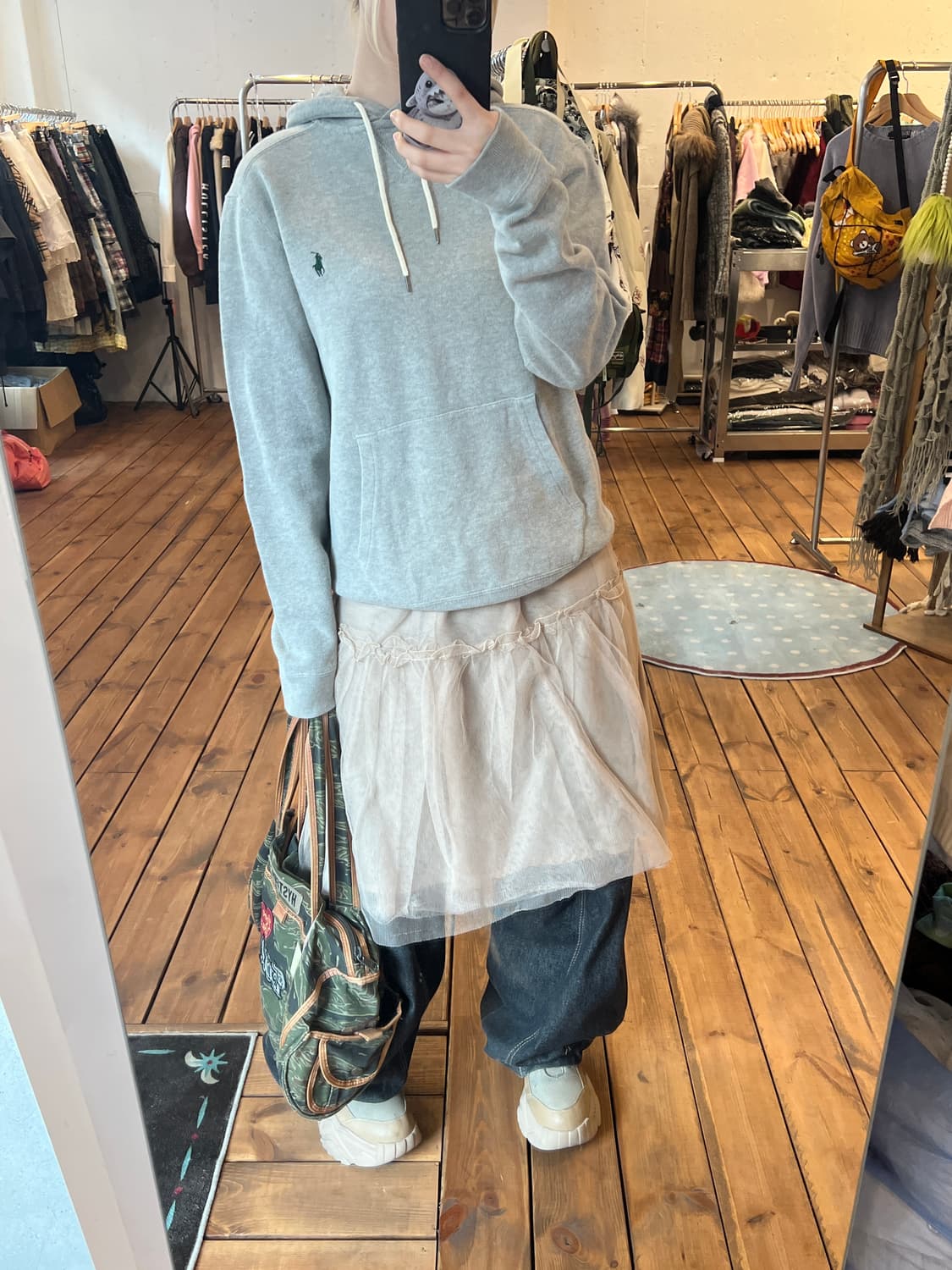 폴로 그레이 후드 니트 상품이미지4