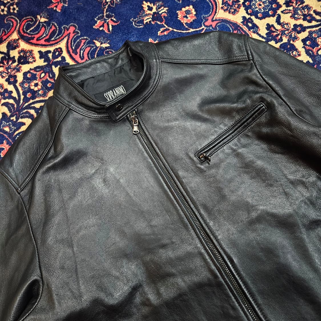 SOPRANINO 양가죽 베이직 버튼 카라넥 빈티지 자켓 100 상품이미지4