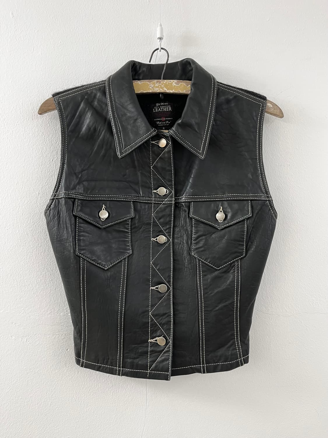 90s Gap 빈티지 올드 갭 트러커 레더 베스트 가죽 상품이미지1