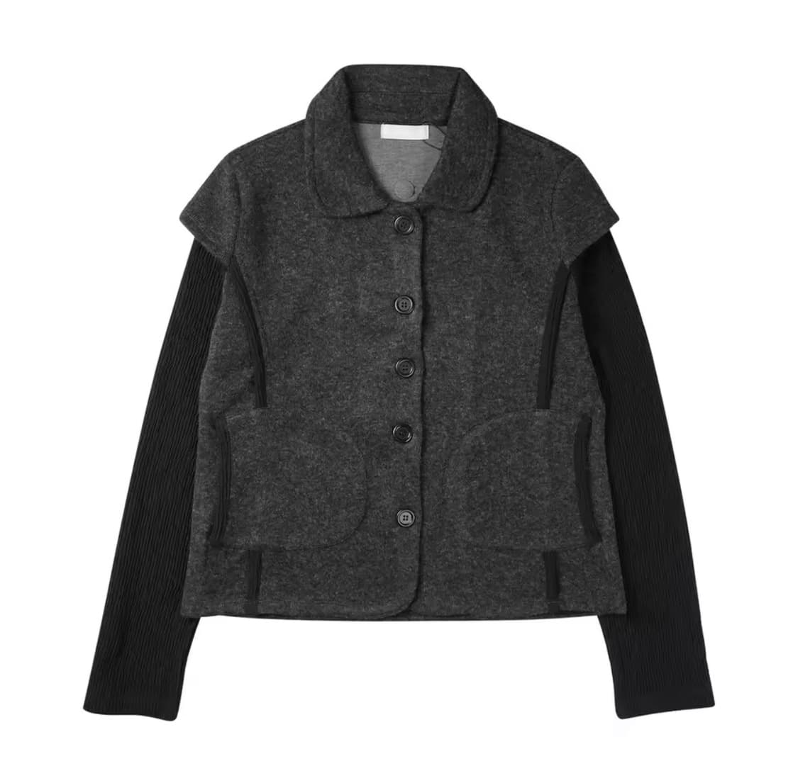 허그유어스킨 라운드 카라 니트 자켓 차콜 상품이미지1