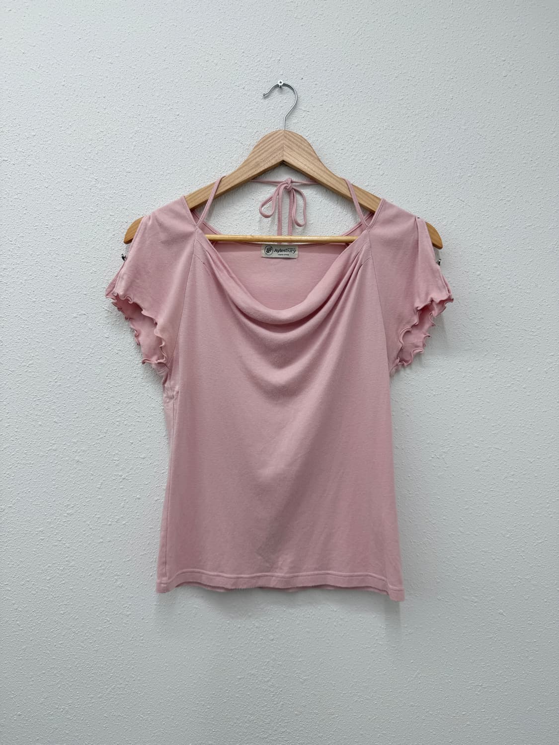 빈티지 Aylesbury 핑크 리본 드레이프 블라우스 상품이미지1