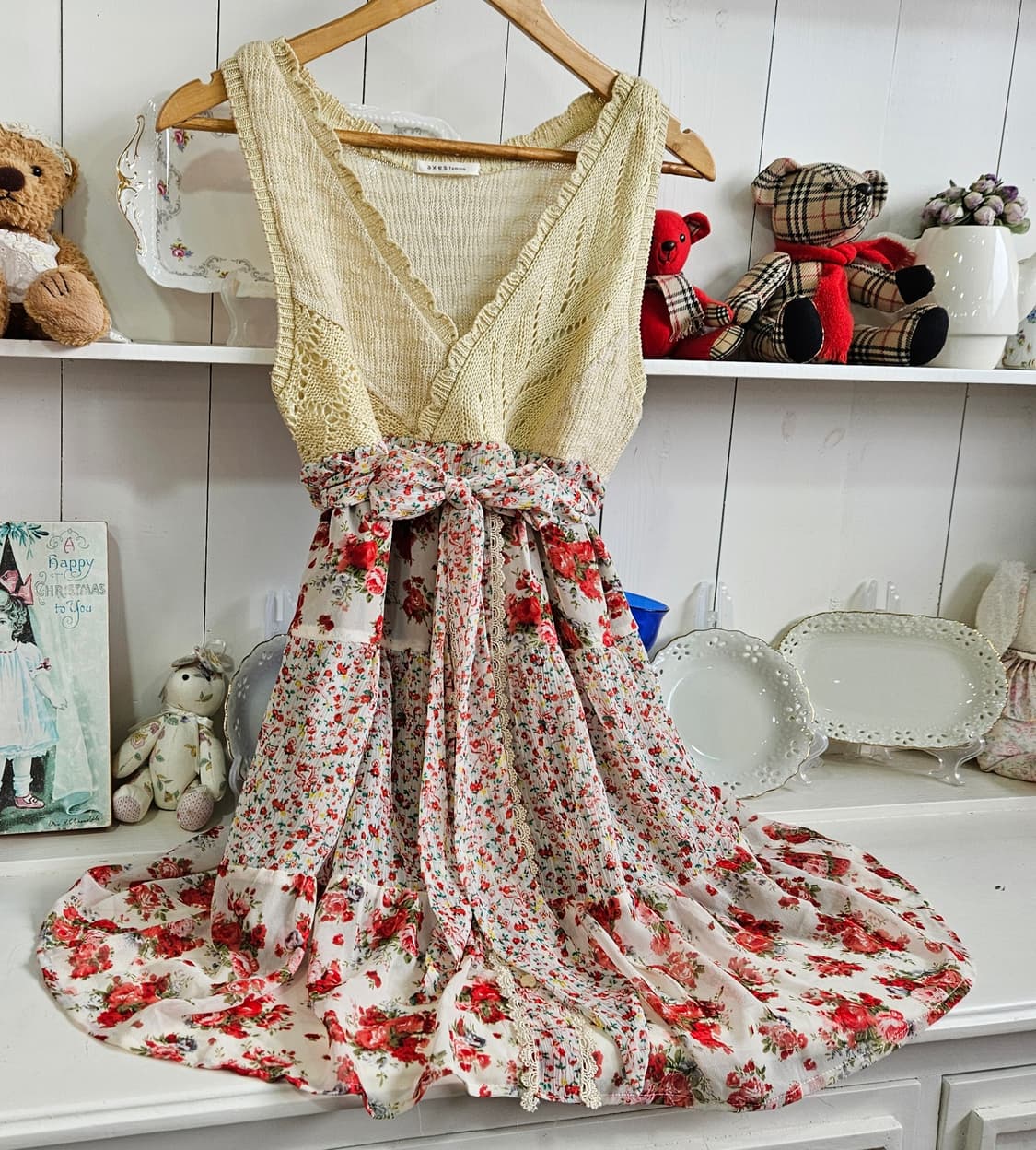 엑시즈팜(Axes Femme) 플로럴 니트 배색 원피스 상품이미지4