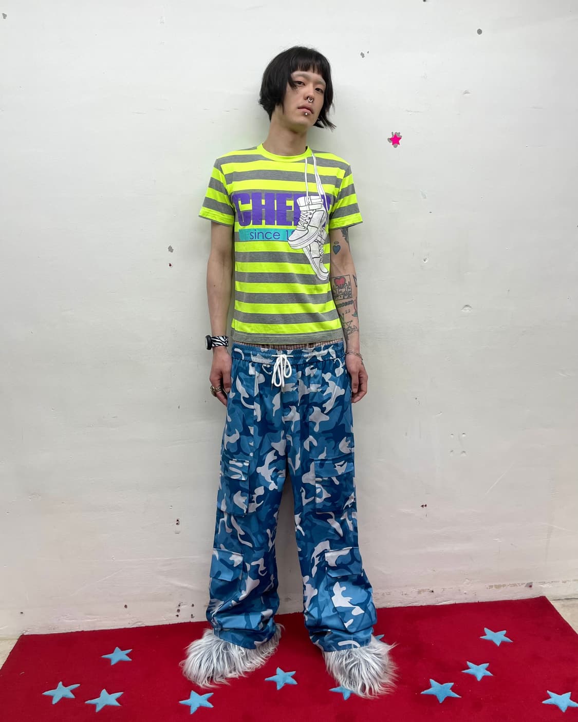 Cheer Shoes Green Stripe T-Shirt 상품이미지5
